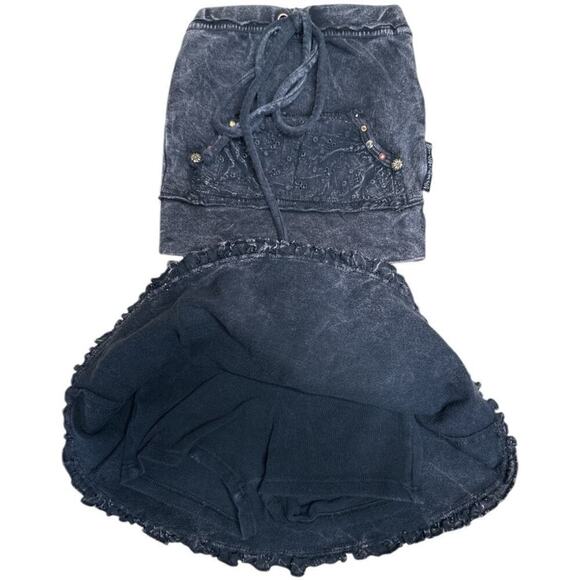 WildChild Wear Dk Grey Tie Dye Studded 2 Pc Tube Top & Skort Girls Size 2T/3T - Picture 2 of 7